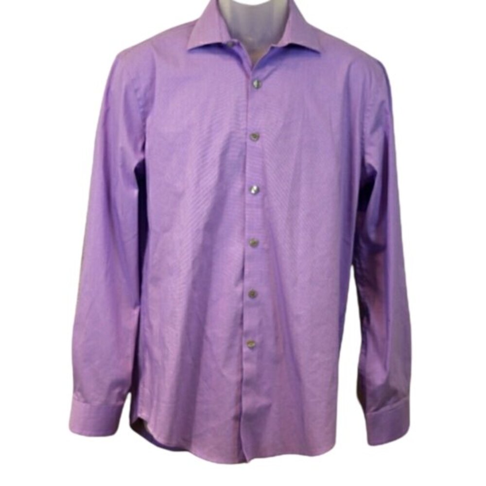 Kenneth Cole Reaction Lavender Print Dress Shirt 15 ½ 32/33